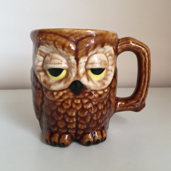Vintage Ceramic Owl Hand Painted Ceramic Coffee Cup - Picture 1 of 8
